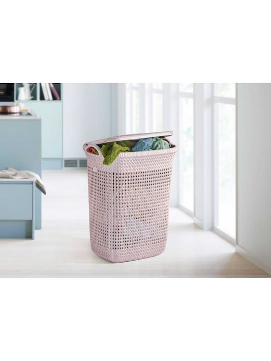 Viosarp R-8065 Laundry Basket Plastic with Cap 44x35x51cm Pink