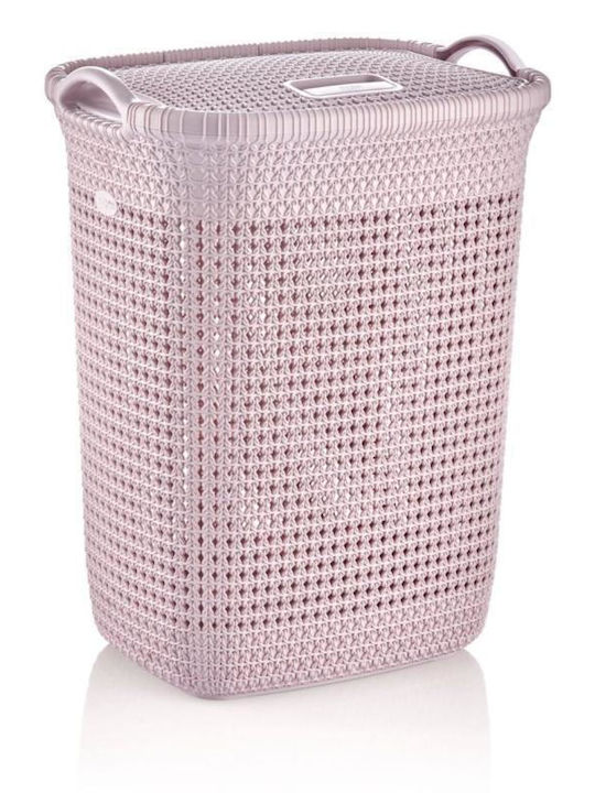 Viosarp R-8065 Laundry Basket Plastic with Cap 35x28x45cm Pink