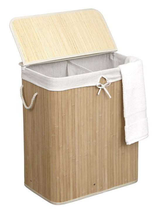 Eurocasa 8308 Wäschekorb aus Bamboo Faltbar mit Deckel 52x32x60cm Braun