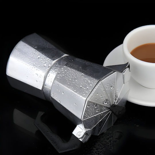 Silver Stovetop Espresso Pot for 6Cups Silver