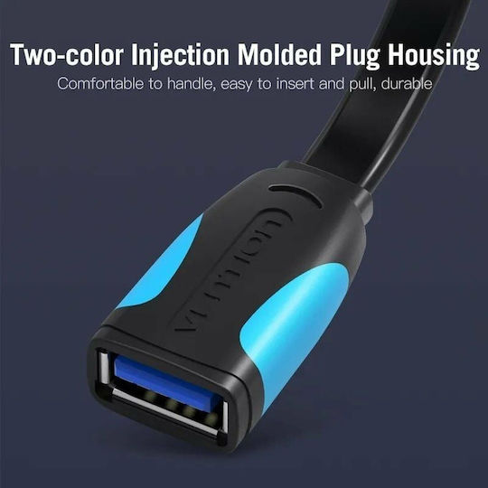 Vention USB 2.0 Cable USB-A male - USB-A female Μαύρο 0.5m VAS-A13-B050