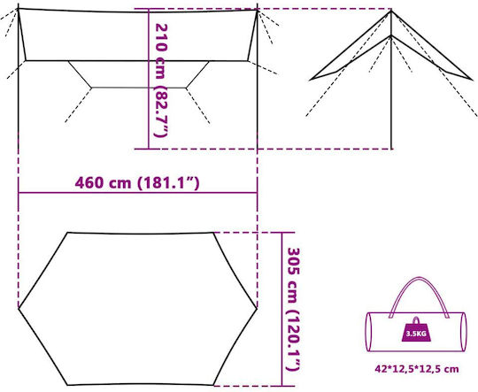 vidaXL Podea pentru cort de camping Verde 460x305cm