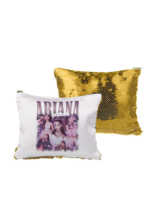 Geantă de toaletă Ariana Grande cu paiete aurii