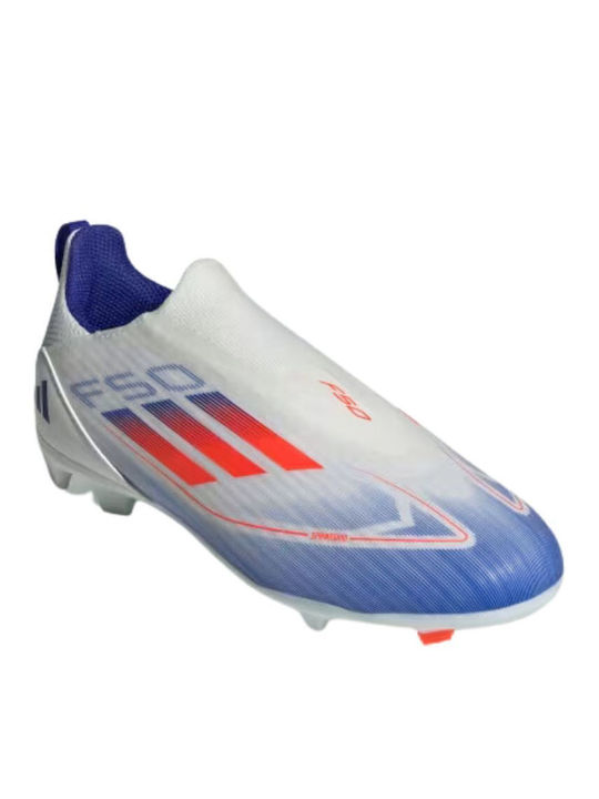 Adidas F50 League Ll Fg Kids Molded Soccer Shoes without Laces White