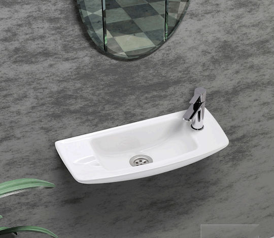 Bianco Ceramica Επικαθήμενος Νιπτήρας Πορσελάνης 45.5x20.5x9.5cm Λευκός Bianco Ceramica Επικαθήμενος Νιπτήρας Πορσελάνης 45.5x20.5x9.5cm Λευκός