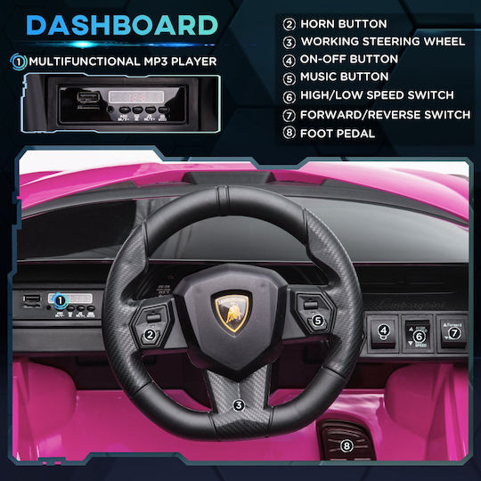 Lamborghini Μονοθέσιο με Τηλεκοντρόλ Licensed 12 Volt Ροζ