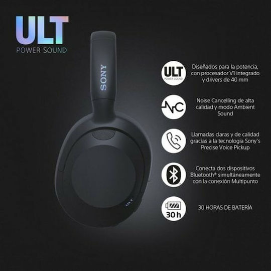Sony ULT WEAR Wireless / Wired Over Ear Headphones with 30 Hours Playing Time and Quick Charge Black