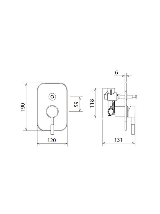 La Torre New Tech Built-in Faucet Mixer for Shower 2 Exits Bronze Brushed