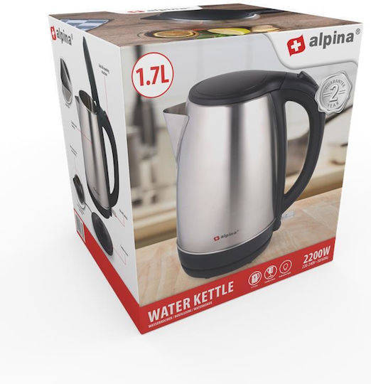 Alpina Appliances Βραστήρας 1.7lt 2200W Ασημί