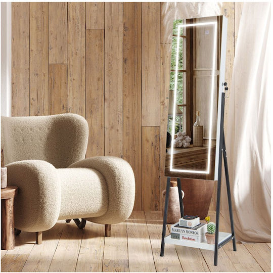 Costway Oglindă De Podea Cu Cadru Metalic Alb 160x41cm