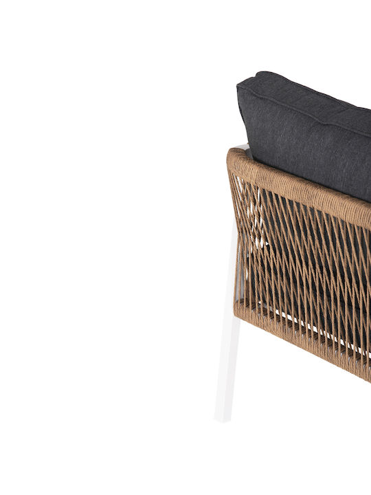 Shai Canapea cu două locuri Exterior Metalic Alb cu Perne 158x75x72cm