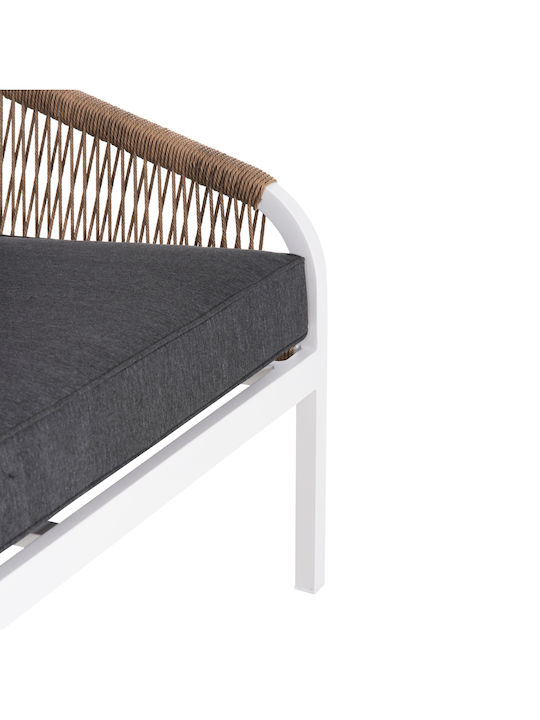 Shai Canapea cu două locuri Exterior Metalic Alb cu Perne 158x75x72cm
