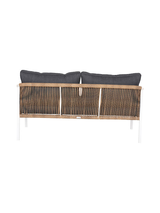 Shai Canapea cu două locuri Exterior Metalic Alb cu Perne 158x75x72cm