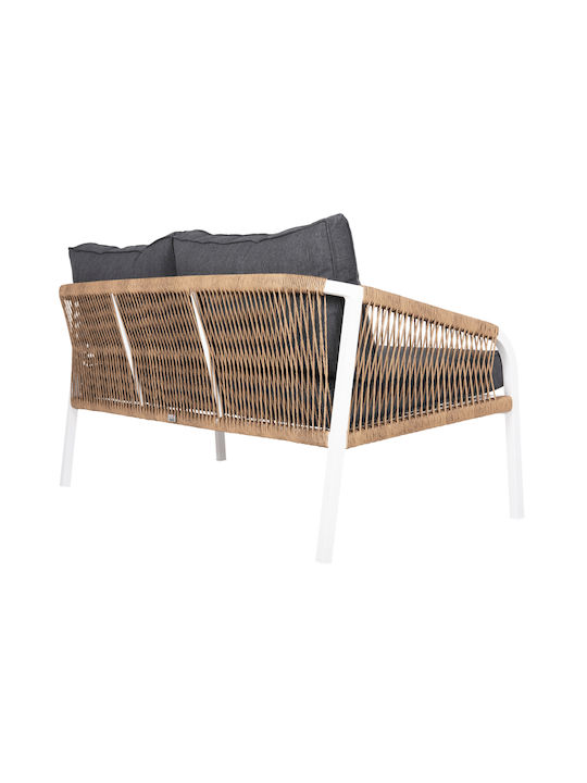 Shai Canapea cu două locuri Exterior Metalic Alb cu Perne 158x75x72cm
