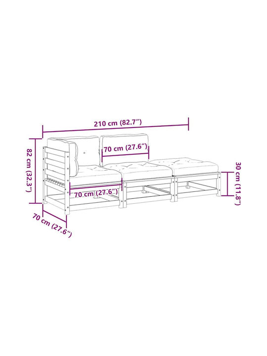 Outdoor Sofa Wooden with Cushions 63.5x63.5x67cm