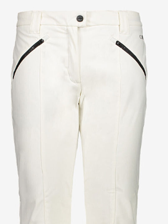 Women's Fabric Trousers with Elastic Regular Fit White
