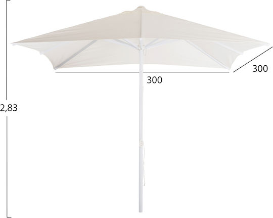 Garten- und Terrassen-Sonnenschirm Quadratischer Aluminium Mit Ecru-Polyester 3x3xHöhe 2,83 m