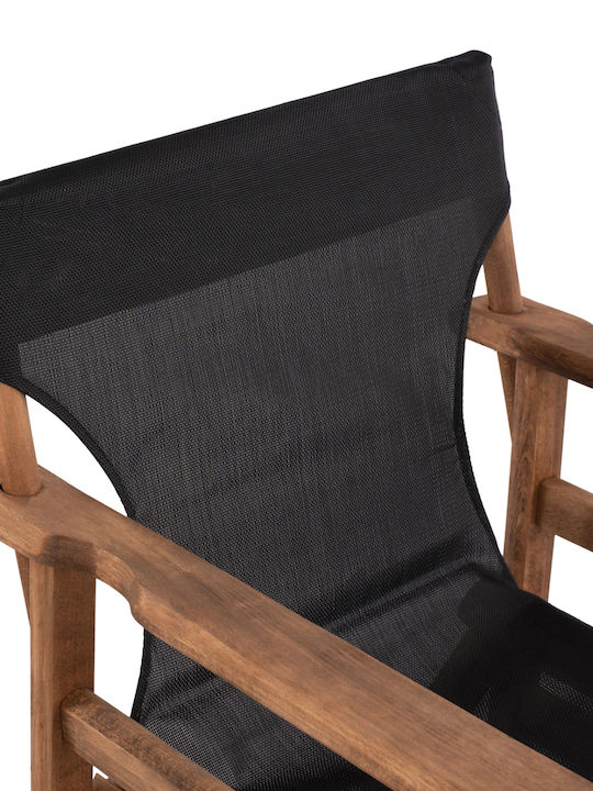 Director's Chair Wooden Limnos Black Velvet-Black Metal 57x54x88.5cm