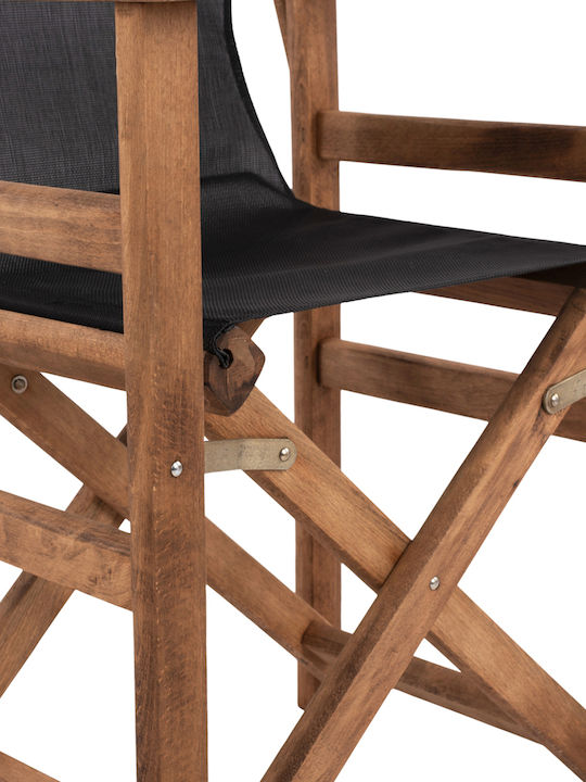 Director's Chair Wooden Limnos Black Velvet-Black Metal 57x54x88.5cm