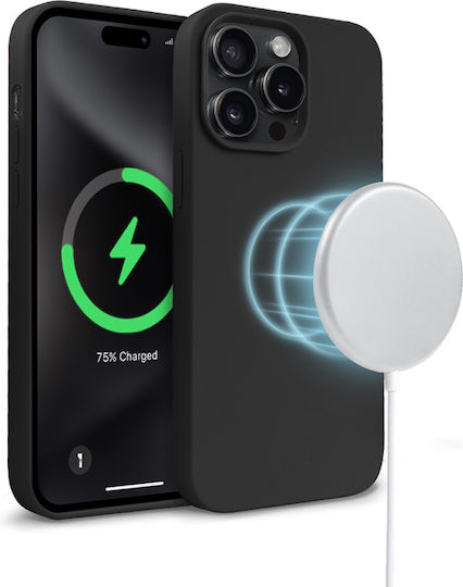 Crong Color Back Cover Σιλικόνης Μαύρο (iPhone 15 Pro Max)