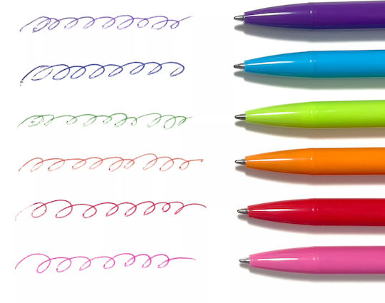 Retractable Bright Writers Colored Pens Set 6