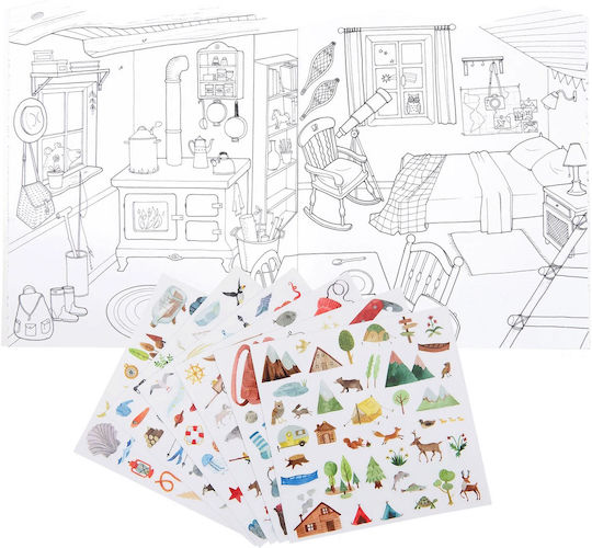 Carte de colorat cu autocolante Exploratori Moulin Roty