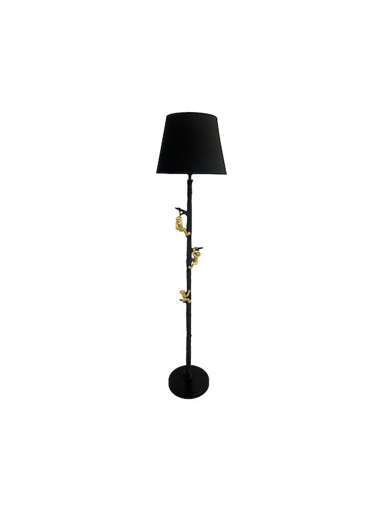 Inart Zacro Floor Lamp H164.5xW37cm. with Socket for Bulb E27 Black