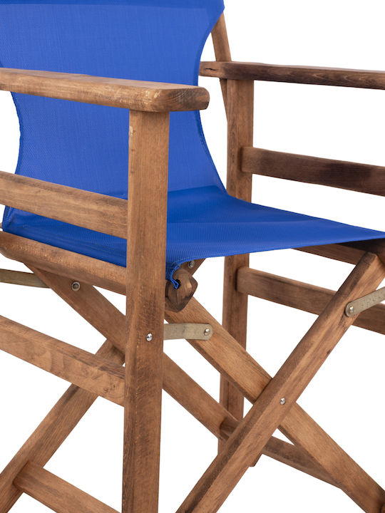 Director's Chair Wooden Walnut / Blue 57x54x88.5cm