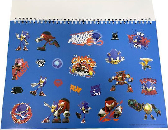 Gim Drawing Pad 23x33 40 Sheets + Stickers Sonic Prime 334-84416