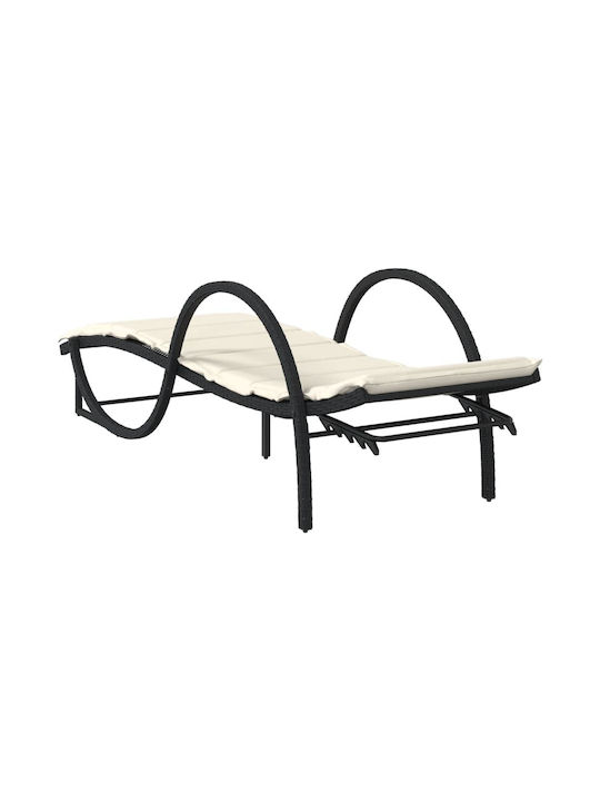 Liegestuhl Rattan mit Kissen Schwarz 2Stück 199x60x42cm.