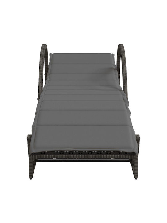 Ξαπλώστρα Rattan με Μαξιλάρι Γκρι 2τμχ 199x60x42εκ.