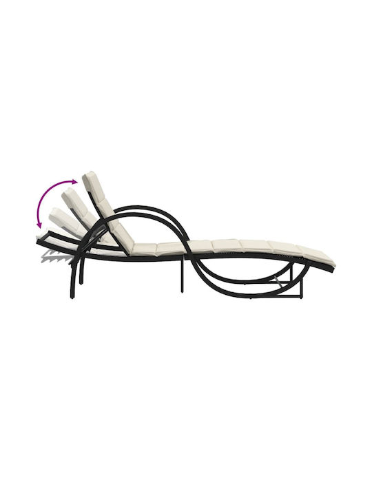 Liegestuhl Rattan mit Kissen Schwarz 2Stück 199x60x42cm.
