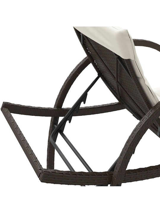 Șezlong Rattan cu Pernă Maro 2 bucăți 199x60x42cm
