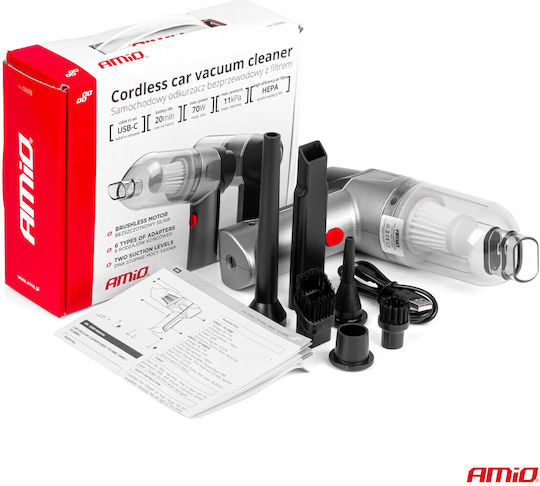 AMiO Car Handheld Vacuum Dry Vacuuming with Power 70W Rechargeable 12V Transparent