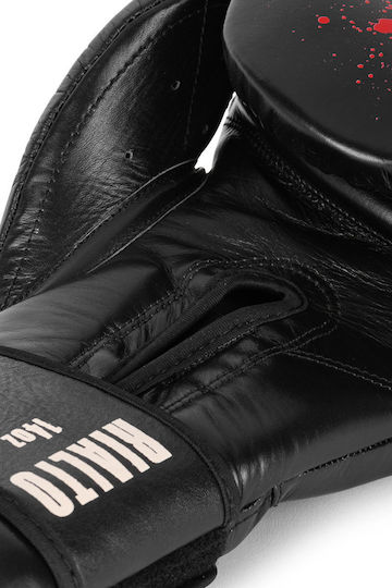Tapout Boxhandschuhe Leder für Kampf Schwarz