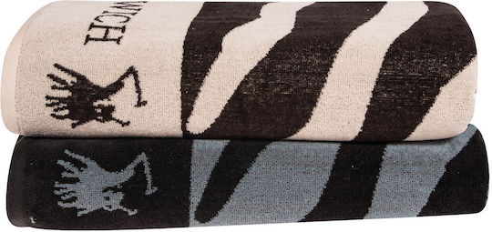 Greenwich Polo Club Beach Towel Cotton Ecru / Black 170x90cm.