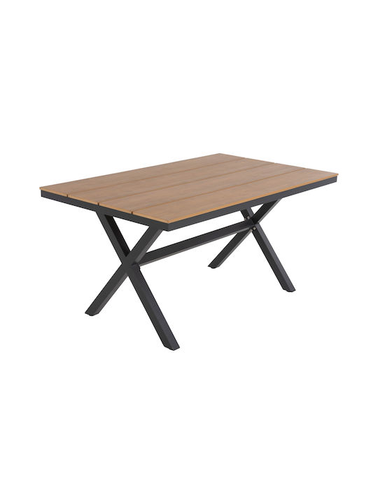 Masa pentru spații exterioare Polywood cu schelet din aluminiu Tawnee Cărbune de lemn 150x89.5x73buc