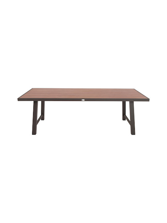 Gobar Outdoor Dinner Free Standing Table with Wood Surface and Aluminum Frame Beige 70x70x75cm