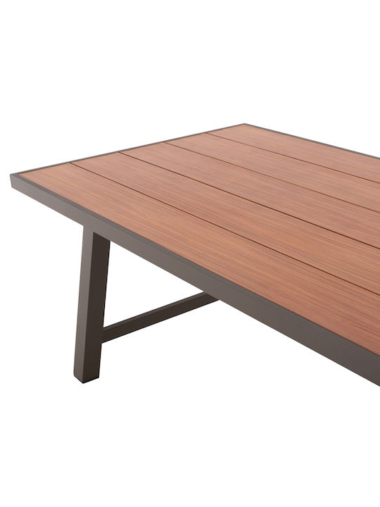 Gobar Outdoor Dinner Free Standing Table with Wood Surface and Aluminum Frame Beige 70x70x75cm