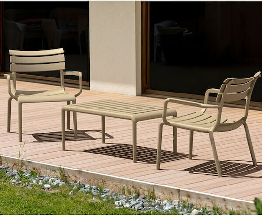 Sitting Room Table for Small Spaces Made of Polypropylene Paris Taupe 90x50x40cm