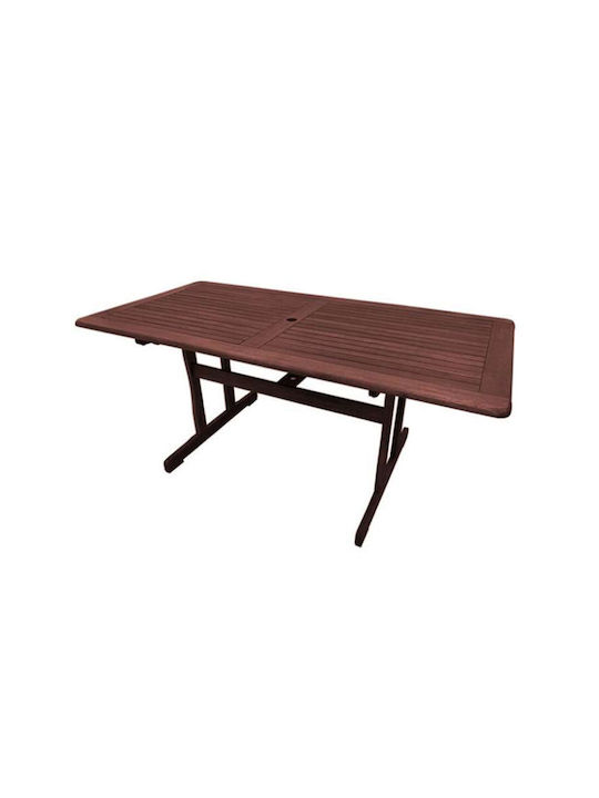 Ξύλινο Τραπέζι Εξωτερικού Χώρου Meranti Καφέ 180x90x74εκ.