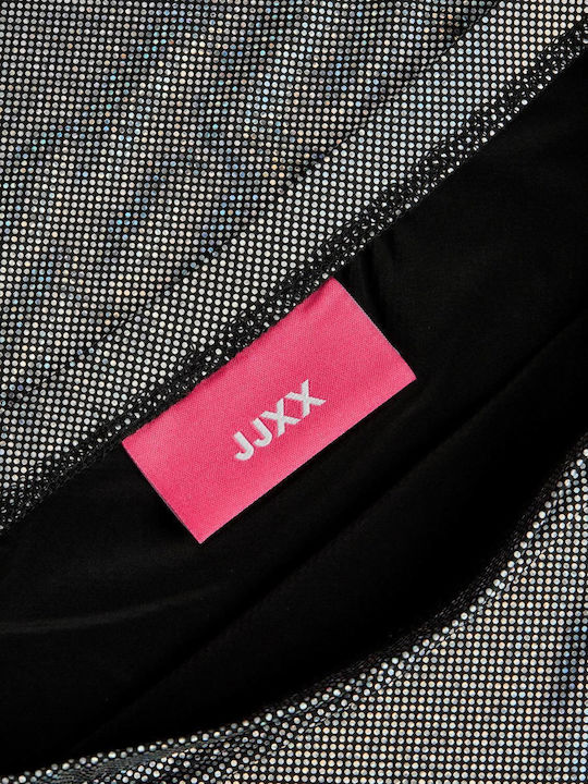 Καλοκαιρινό Mini Βραδινό Φόρεμα Strapless Black Silver/reflective