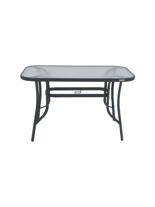 Маса Стабилна Метален със Стъклена Повърхност Steel Сив 140x80x70бр