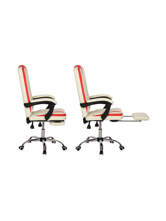 HomeMarkt SEENA Reclining Office Chair with Fixed Arms Beige-Red HM1190.03