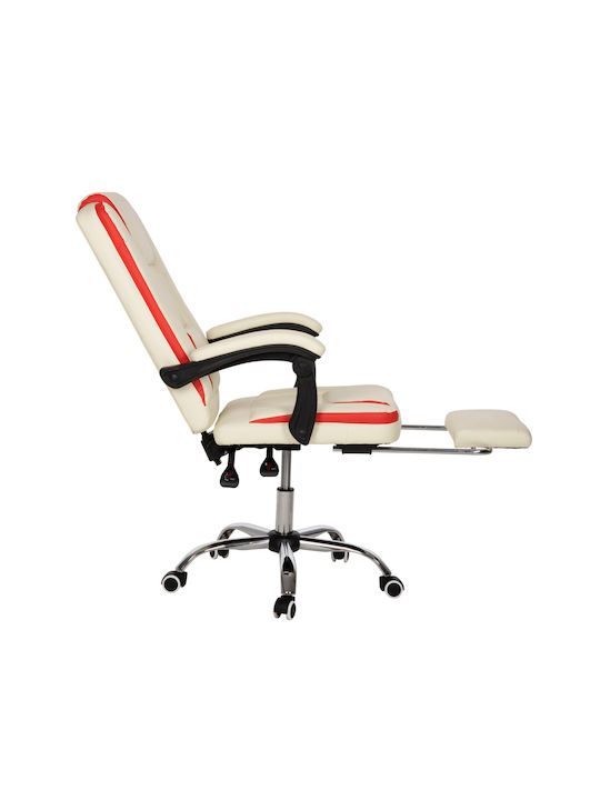 HomeMarkt SEENA Reclining Office Chair with Fixed Arms Beige-Red HM1190.03