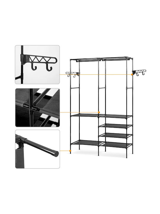 Massido Floor Garment Rack made of Metal Black 107x35.5x174cm