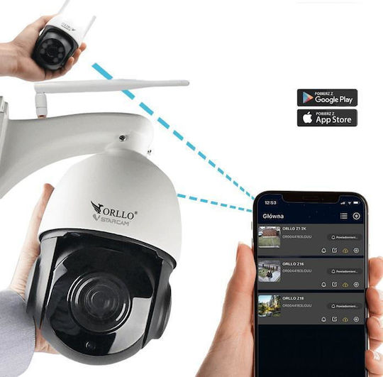 Orllo Z18 IP Камера за наблюдение Wi-Fi/4G Full HD+ 4MP Водоустойчива с Двупосочна Комуникация и Обектив 2.4мм