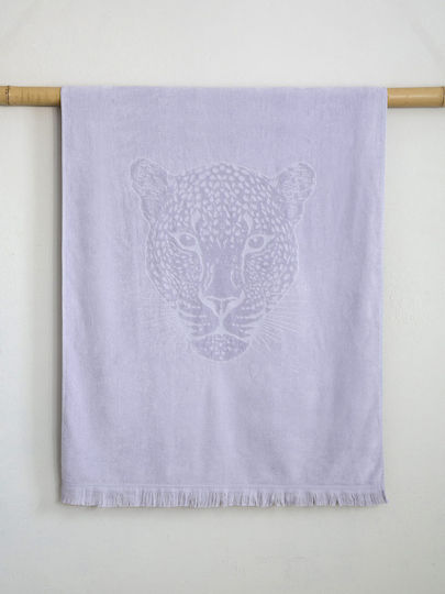 Nima Jacquard Cotton Lilac Beach Towel with Fringes 160x90cm