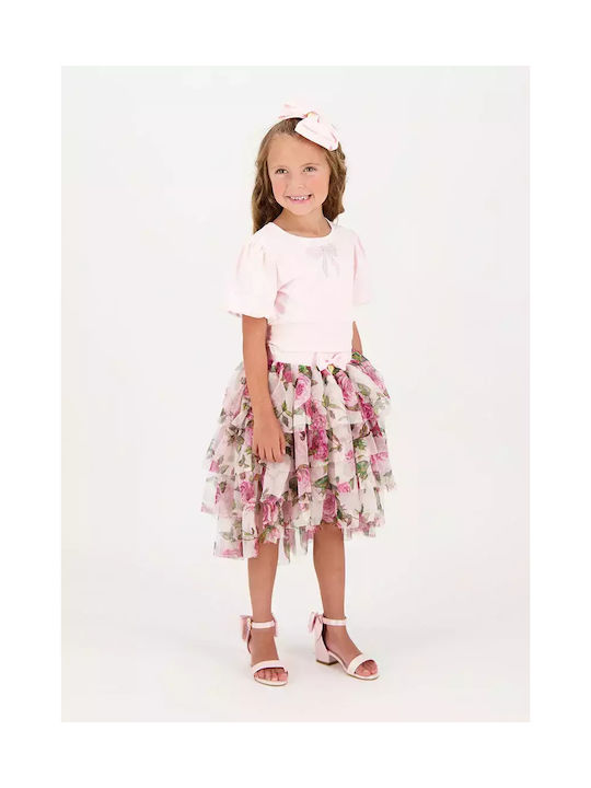 Angel's Face Kids Tulle Tutu Skirt Floral Pink Patsy