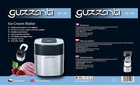 Guzzanti Παγωτομηχανή 1.5lt Ασημί